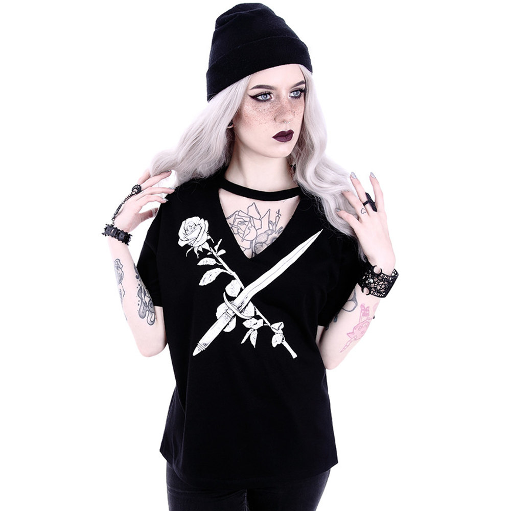 Restyle - Stay sharp vneck Ladies Tshirt - Black